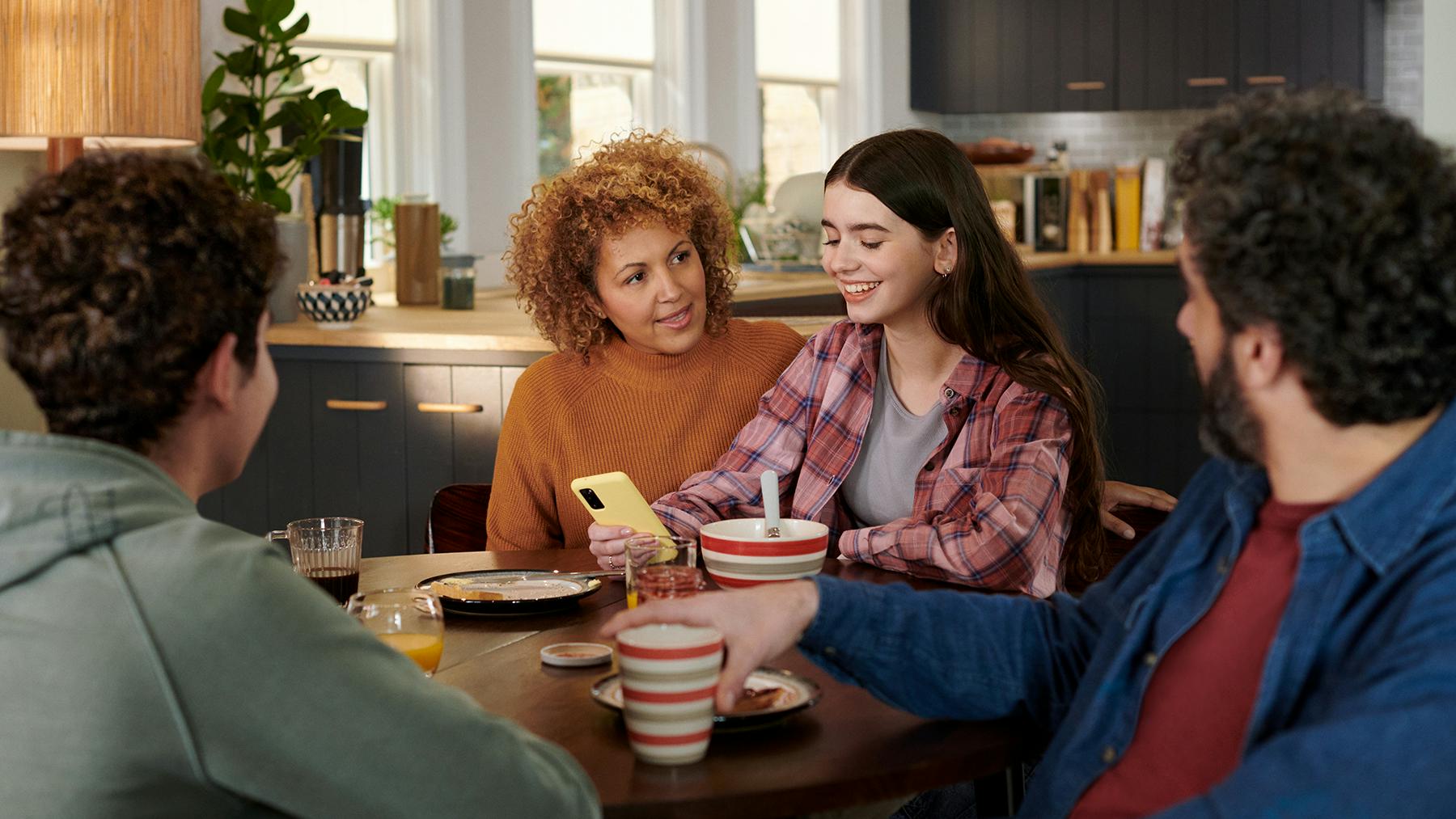 image of family sitting at table